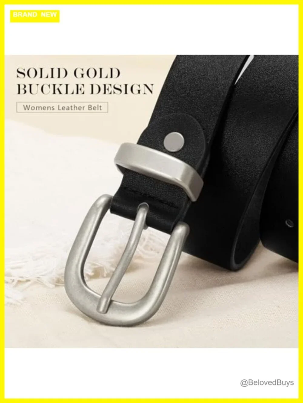 Faux Leather Women's Belt with Silver/Gold Buckle, Adjustable, Casual